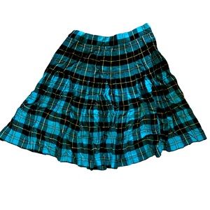 Vintage 80s blue and black plaid skirt